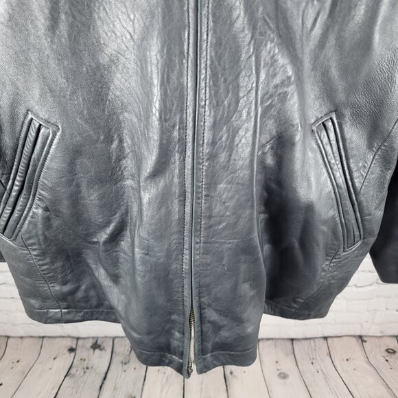 Authentics By Boston Outfitters Black Genuine Leather Insulated Jacket 3XLT *zip - Picture 5 of 14